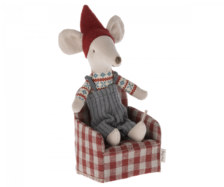 Butaca roja cuadros vichy de ratón