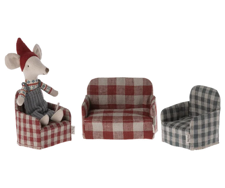 Butaca verde cuadros vichy de ratón