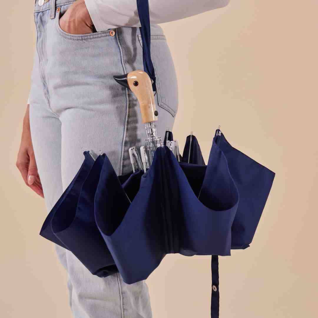 Paraguas de Pato Ecológico Resistente al Viento Azul Marino