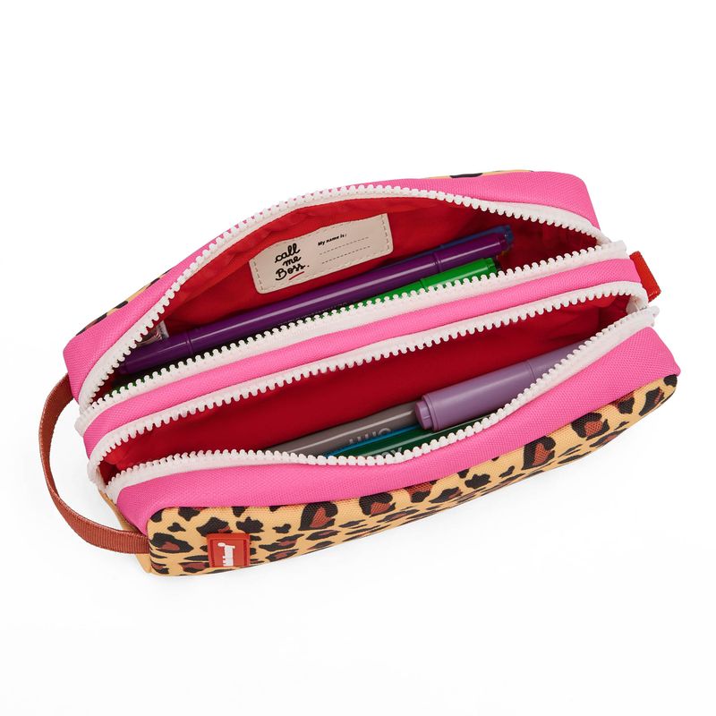 Estuche escolar Leopardo doble compartimento