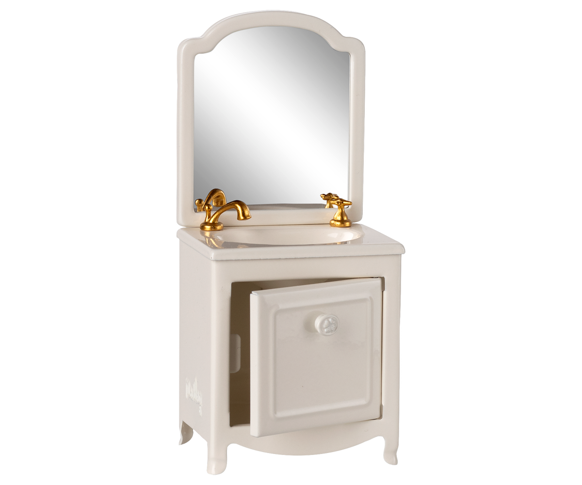 Lavabo con armario ratón Maileg blanco roto - accesorio para casa de ratones