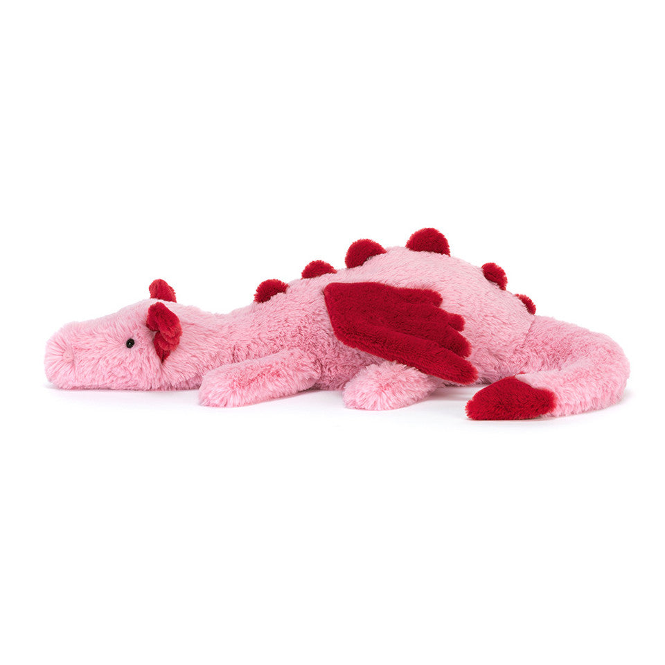 Dragón rosa Jellycat. Edición especial San Valentín. Heart Dragon Jellycat.