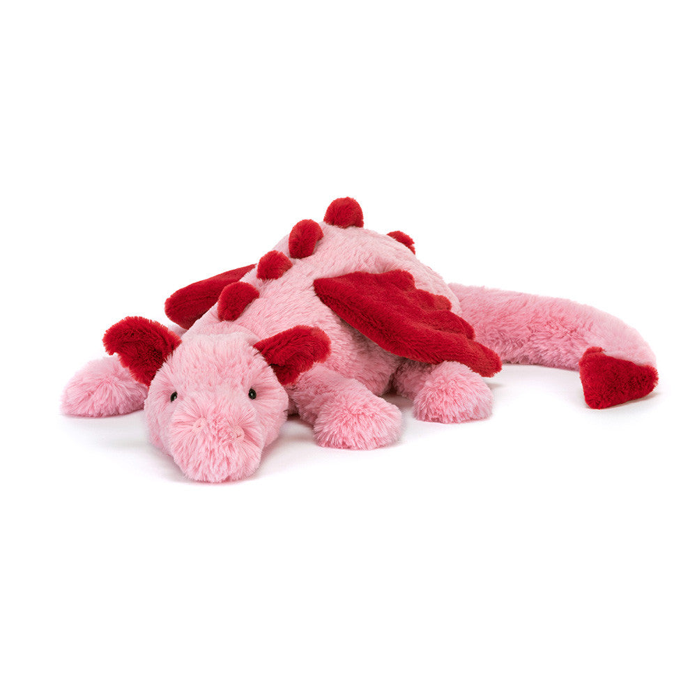 Dragón rosa Jellycat. Edición especial San Valentín. Heart Dragon Jellycat.