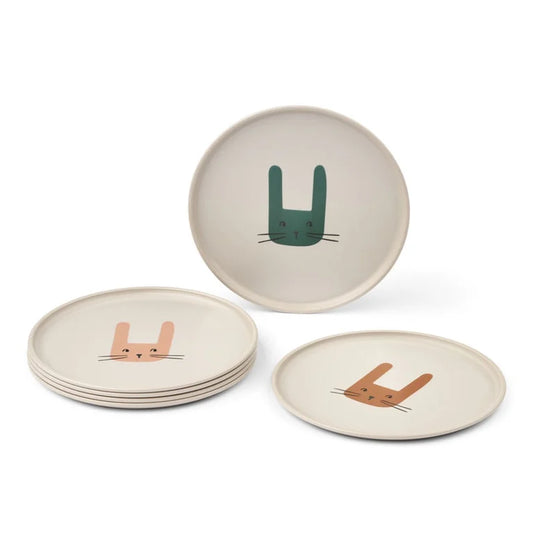 Vajilla platos y vasos conejo